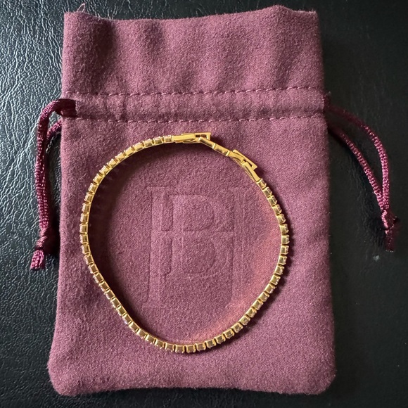 Hillberg & Berk Gold/Pink Colourpop Tennis Bracelet, large - Picture 3 of 3